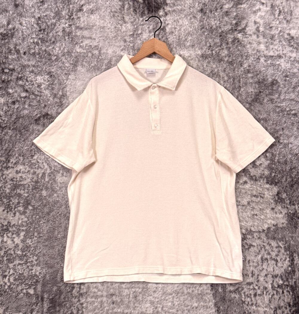 NN07 Waffle Knit Polo Shirt XL Mens Ivory Short Sleeve No Nationality